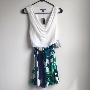 Express Multi-Colored + Cream Dress